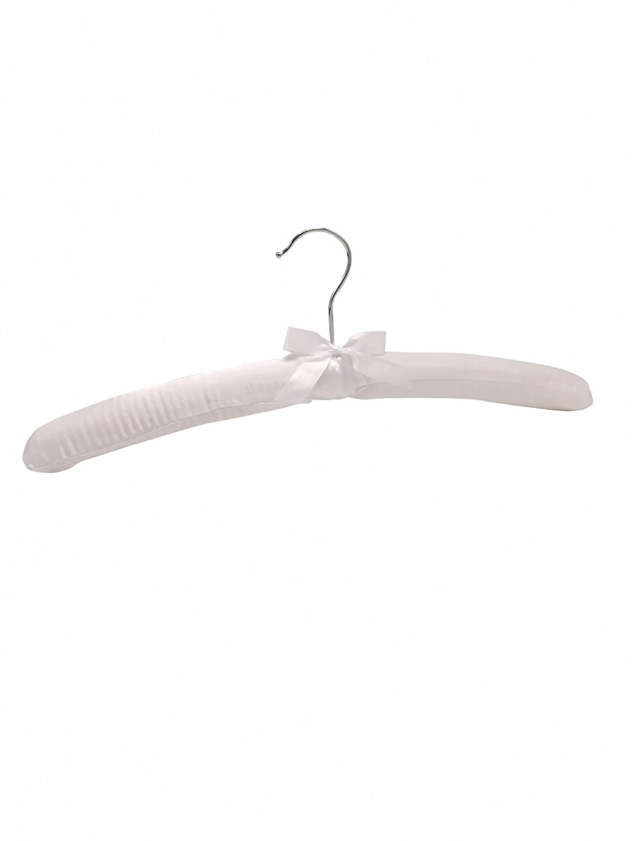 1 pieza de satén acolchado Percha sedoso envuelto Percha ropa colgante plata Gancho Esponja Perchas ropa comercio exhibición Perchas - Blanco - Ver 1