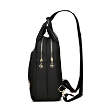 小背包女牛津帆布迷你背包2023新款韓版百匯時尚斜挎胸包 - 黑色 - 查看 5