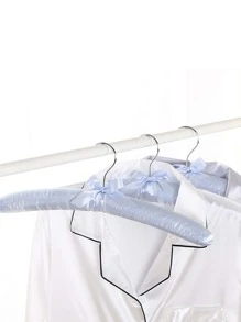 1 pieza de satén acolchado Percha sedoso envuelto Percha ropa colgante plata Gancho Esponja Perchas ropa comercio exhibición Perchas - Blanco - Ver 4