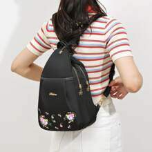 小背包女牛津帆布迷你背包2023新款韓版百匯時尚斜挎胸包 - 黑色 - 查看 7