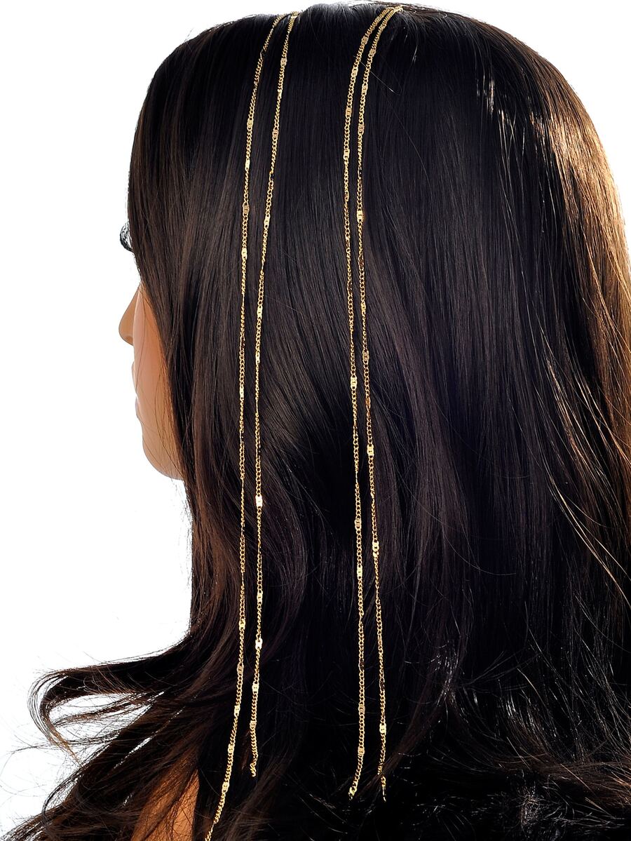 2pcs Minimalist Chain Decor Hair Clip - Gold - View 1