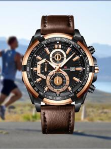 VA VA VOOM 1 Peça Relógio de Quartzo Masculino Estilo Esportivo Preto e Dourado Rosa e Prata 46mm Mostrador Grande Homem Relógio Movimento Original Casual Moda Estilo Militar Presente de Casal Série de Corrida Relógio para Homens