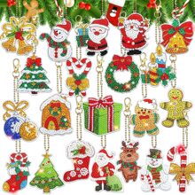 21pcs Cute Christmas Elements Diamond Painting Hanging Decor Set - Multicolor - View 1