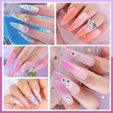 Poly Gel Nail Kit - Poly Gel Kit with Drill and 48W UV/LED Lamp Professional Nail Extension Gel for Beginners Luminous Poly Nail Gel Kit with Everything Bulide Gel Kits with Poly Gel Nail Art Tools Nail Art Starter Supplies - 白色 - 查看 3
