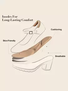 Women's Chunky Low Block Heels Round Toe Pumps Comfortable  Elegant Solid Color Dress Wedding Work Shoes - trắng - Xem 5