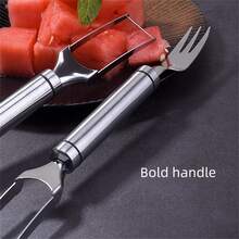 1pc Watermelon Slicer, Stainless Steel Melon Cutter With Slicing And Cubing Function, Household Fruit Processing Tool - Silver - View 6