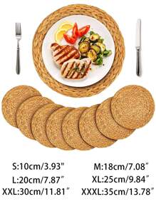 1入組編織圓形現代滌綸防滑桌墊
