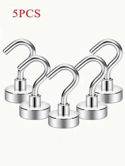 5/10pcs, Strong Magnetic Hooks, Magnet With Hook For Hanging, Nail Free Magnet Hooks For Fridge, Magnetic Hanger For Kitchen, Cruise, Grill, Garage And Storage