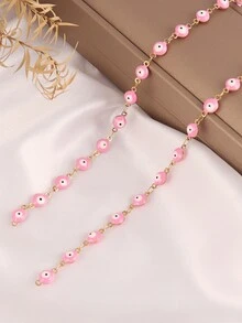 1米不銹鋼鏈條琺瑯粉色的珠子吊墜鏈條適用於製作DIY首飾類項鍊手環配件 - 金黃色 - 查看 4