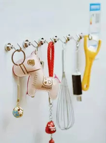 5/10 件，强力磁性挂钩，带挂钩磁铁，冰箱免钉磁性挂钩，厨房、游轮、烧烤架、车库和储藏室磁性衣架 - 銀色 - 查看 3