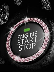 1pair Car Engine Start Stop Button Ring & 2pcs Car Engine Start Stop Button Decoration Rings With Rhinestones