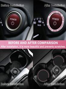 1pair Car Engine Start Stop Button Ring & 2pcs Car Engine Start Stop Button Decoration Rings With Rhinestones