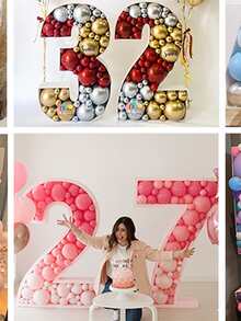 Mosaic Style Number Shaped Balloon Frame, Perfect For Birthday Party And Gathering Scene Decoration With Kt Board. (balloons And Lights Not Included) - White - View 4