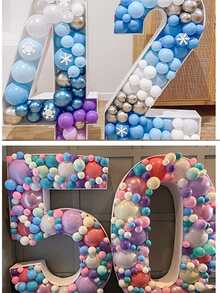 Mosaic Style Number Shaped Balloon Frame, Perfect For Birthday Party And Gathering Scene Decoration With Kt Board. (balloons And Lights Not Included) - White - View 2