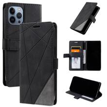 Business Use Leather-Look Splicing Phone Case Compatible With IPhone 6~14Pro Max, Compatible With Samsung S24 Ultra/S23 Ultra/A14/A15/A05, Compatible With Xiaomi Compatible With Redmi Note 8~Note12 Pro Compatible With Redmi 12C/13C Compatible With Oneplus  Compatible With MOTO G Series - Black - View 1