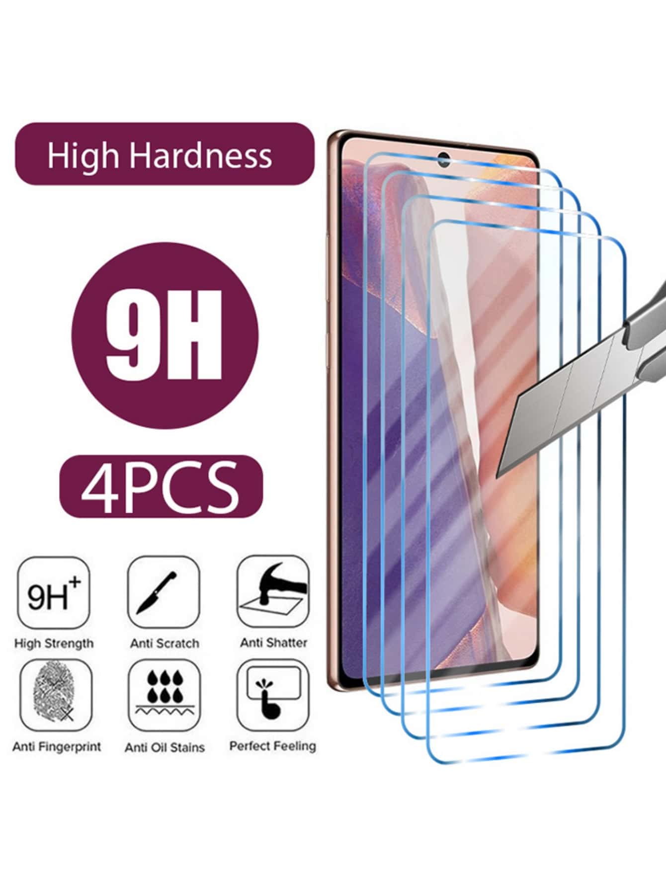 4pcs Full Screen Full Coverage Screen Protector Compatible With Samsung A12/A2 - Clear - View 1