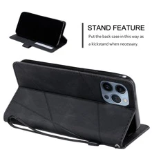Business Use Leather-Look Splicing Phone Case Compatible With IPhone 6~14Pro Max, Compatible With Samsung S24 Ultra/S23 Ultra/A14/A15/A05, Compatible With Xiaomi Compatible With Redmi Note 8~Note12 Pro Compatible With Redmi 12C/13C Compatible With Oneplus  Compatible With MOTO G Series - Black - View 3