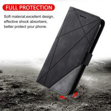 Business Use Leather-Look Splicing Phone Case Compatible With IPhone 6~14Pro Max, Compatible With Samsung S24 Ultra/S23 Ultra/A14/A15/A05, Compatible With Xiaomi Compatible With Redmi Note 8~Note12 Pro Compatible With Redmi 12C/13C Compatible With Oneplus  Compatible With MOTO G Series - Black - View 4