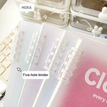 1入組標語圖案带封面活页笔记本,現代活頁本雜誌適用於學校學生,辦公室 - 粉色 - 查看 4