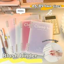 1入組標語圖案带封面活页笔记本,現代活頁本雜誌適用於學校學生,辦公室 - 粉色 - 查看 2