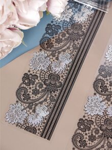 1入組蕾絲夢DIY蕾絲熱銀日記裝飾用品寵物織帶 - 黑色 - 查看 4