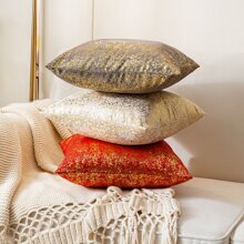 Housse de coussin en velours beige et blanc avec impression sur feuille, taie d'oreiller décorative, design doré, 30x50, 45x45, pour canapé, salon, 1 pièce