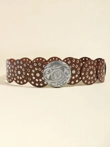 Hollow Out Round Decor Belt - Coffee Brown - View 2