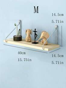 3pcs (with Adhesive Hooks) Simple Oak Wall Shelf Without Drilling, Wall Mounted Rack For Decoration And Storage - 黃色 - 查看 3
