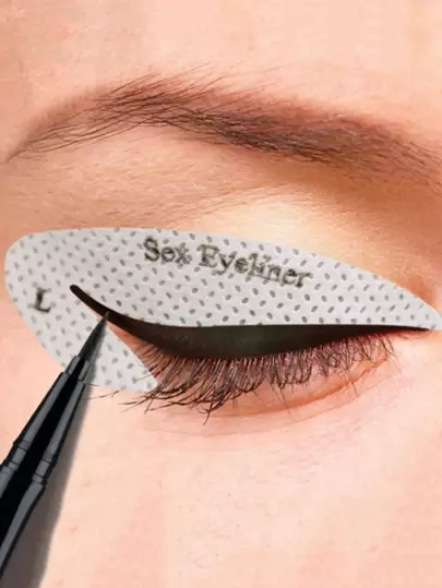 4 Adet Kartlı Batı Tarzı Eyeliner ve Kaş Çıkartması Makyaj Göz Farı Şablonu, Kozmetik Çıkartması, Kaş Fırçası, Göz Farı Fırçası, Spoolie, Spoolie Fırçası