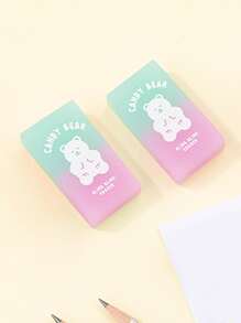 1 pieza con estampado de dibujos animados Borrador , creativo multipropósito Borrador de lápiz para oficina , escuela alumno - Morado - Ver 5