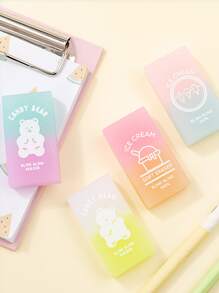 1 pieza con estampado de dibujos animados Borrador , creativo multipropósito Borrador de lápiz para oficina , escuela alumno - Morado - Ver 4