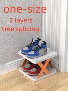 1入組PP鞋子收納架,現代雙色多功能鞋收納 - 橘色 - 查看 2
