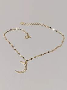 1入組奢華&ins風寒冷銀S925月亮形狀純銀腳錬適合女士,可調尺寸,禮品適用於日常穿著,配件