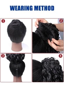 Tóc giả Dây rút Nhỏ bé Xoăn Tóc đuôi gà Quanh co Nối tóc Nhỏ bé Xoăn Xoăn mùa xuân Tóc đuôi gà Hóa chất Chất xơ Xoăn mùa xuân Dây rút Đen Tóc đuôi gà Tóc giả - màu đen - Xem 5