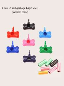 2pcs Bone Shaped Pet Poopbag Dispenser & Random Color Pet Poopbag Set For Dog And Cat For Outdoor - Multicolor - View 3