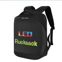 Crelander LED 筆記型電腦背包動態單肩包可編程旅行背包男女黑色 - 黑色 - 查看 1