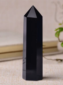 1入組5-6cm黑曜石人造水晶柱子活力點六角形裝飾用品 - 黑色 - 查看 1