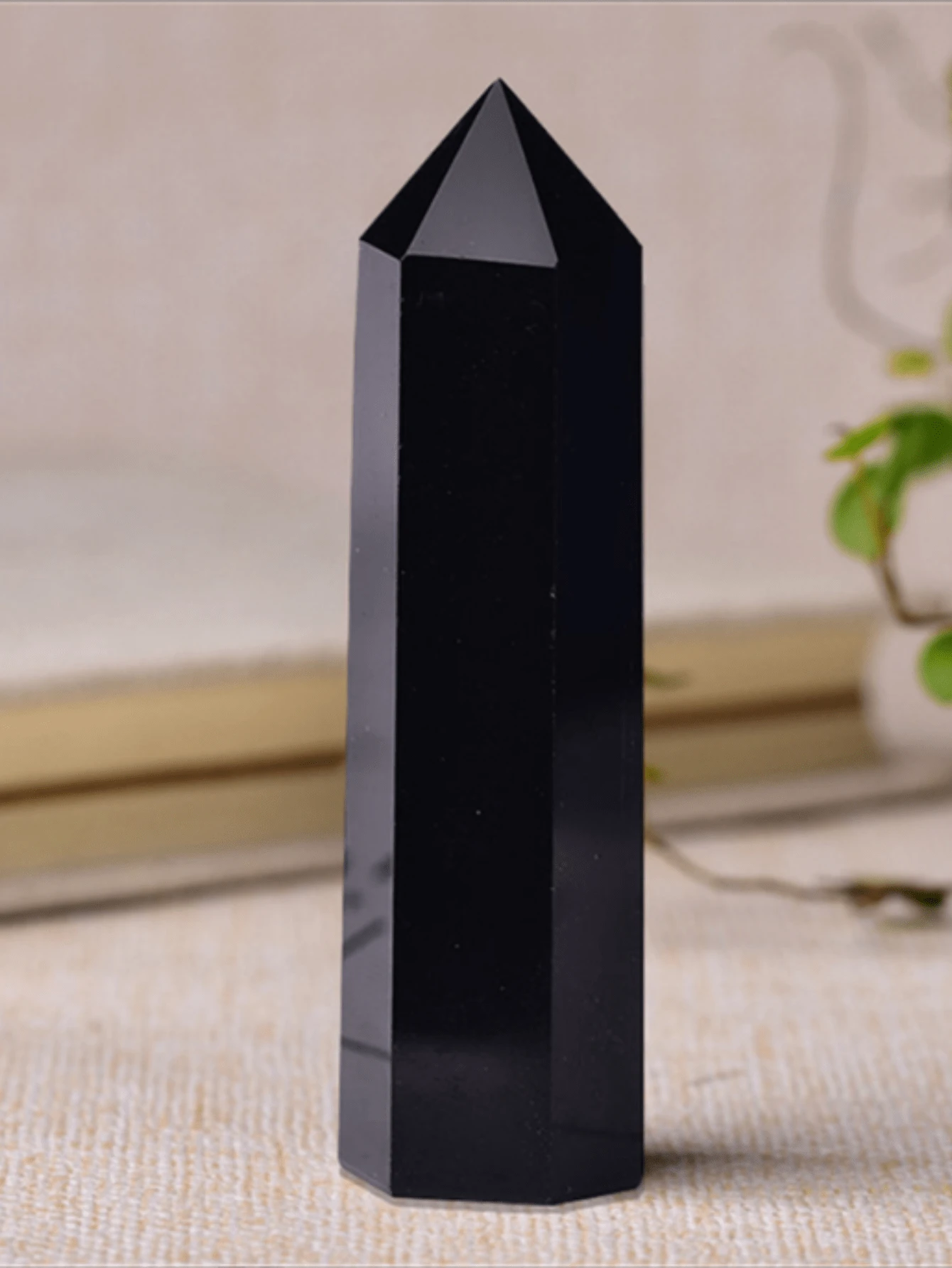 1入組5-6cm黑曜石人造水晶柱子活力點六角形裝飾用品 - 黑色 - 查看 1