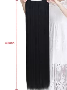 30inch 5 Clip Extra Long Straight Synthetic Hair Extension Piece - Dark Brown - View 2