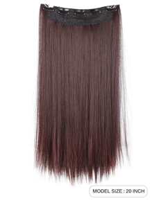 30inch 5 Clip Extra Long Straight Synthetic Hair Extension Piece - Dark Brown - View 6