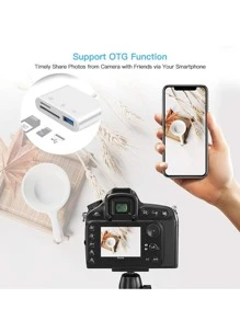 Lector de tarjetas de memoria USB C a SD y Micro SD, adaptador de lector de tarjetas tipo C a SD compatible con iPad Pro/Air/Mini, MacBook Pro/Air, laptops Android, con ranuras duales para SD/TF (Micro SD), fácil de insertar y extraer - Blanco - Ver 4