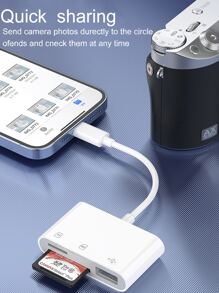 Lector de tarjetas de memoria USB C a SD y Micro SD, adaptador de lector de tarjetas tipo C a SD compatible con iPad Pro/Air/Mini, MacBook Pro/Air, laptops Android, con ranuras duales para SD/TF (Micro SD), fácil de insertar y extraer - Blanco - Ver 7