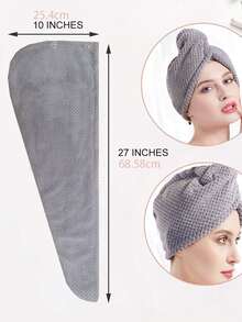 1 Miếng Dày lên Lông cừu san hô Tóc Sấy khô Mũ , Dứa Lưới Siêu hấp thụ Dày lên Khăn sấy tóc , Dày lên Lông cừu san hô Quấn đầu Khăn sấy tóc - Màu tím - Xem 2