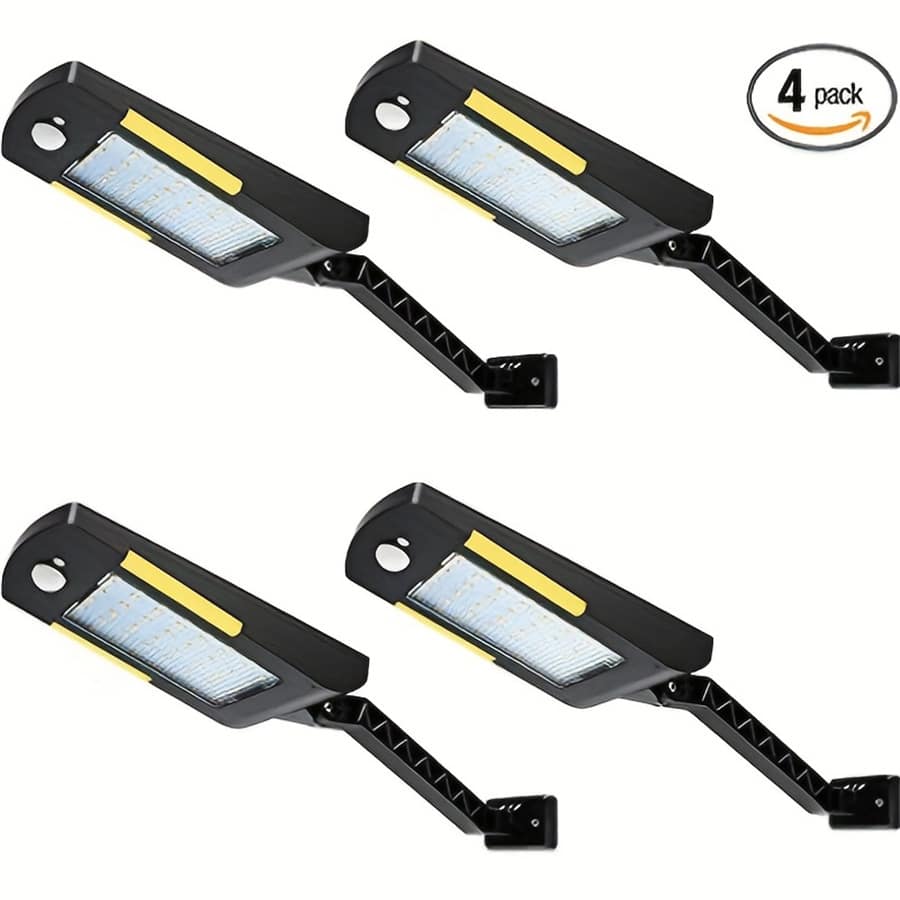 1PC White Light Outdoor Solar Power 48 Led Motion Sensor Lights, Wireless Waterproof Flood Light, Security Light Used For Deck, Fence, Patio, Front Door, Gutter, Yard, Shed, Pathway, Black Shell With White Light