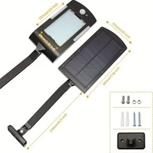 1PC White Light Outdoor Solar Power 48 Led Motion Sensor Lights, Wireless Waterproof Flood Light, Security Light Used For Deck, Fence, Patio, Front Door, Gutter, Yard, Shed, Pathway, Black Shell With White Light