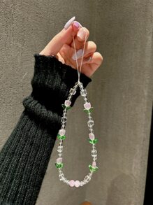 Blumen-Dekor Perlenhandy-Lanyard Geschenke für Mutter, Familie, Freunde, Geburtstag, Feiertage Handyhülle, Handykette