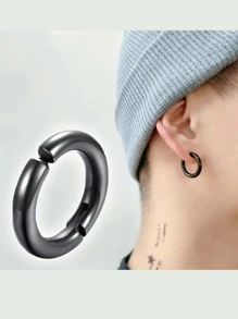 2 Pendientes de clip para hombres sin perforación oreja Clip punk de acero inoxidable Hombres Pendientes de aro moda Chicos Bisutería