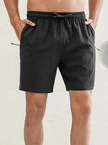 男士休閒透氣速乾沙灘褲適合夏天 - 深灰色 - 查看 4