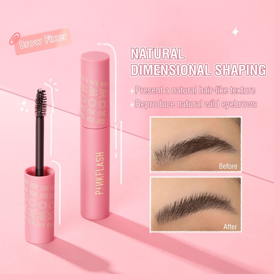 PINKFLASH透明眉膠，自然立體型塑眉毛蠟，不黏不脫妝眉毛膠