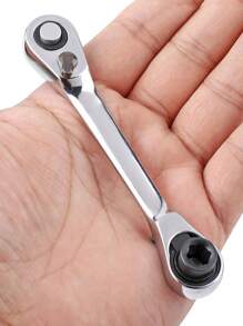 STONEGO 迷你 1/4 英吋雙頭快速套筒棘輪扳手桿螺絲起子鑽頭工具鉻釩鋼棘輪手柄扳手 - 銀色 - 查看 1